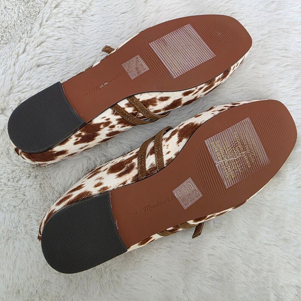 Madewell The Greta Double Strap Ballet Flat Russet Multi Cow Hair Mary Jane 7 - Picture 5 of 12